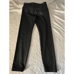 Athleta Black Faux Leather Front Leggings Medium Motion 365 Size Small